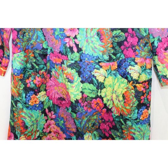 HD In Paris Womens Multicolor Floral 3/4 Sleeve Shift Dress Pockets XS - Picture 5 of 7